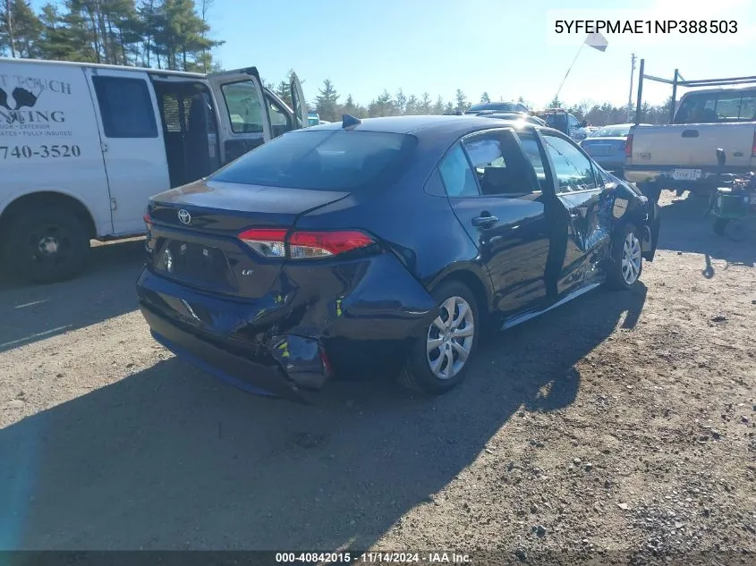 2022 Toyota Corolla Le VIN: 5YFEPMAE1NP388503 Lot: 40842015