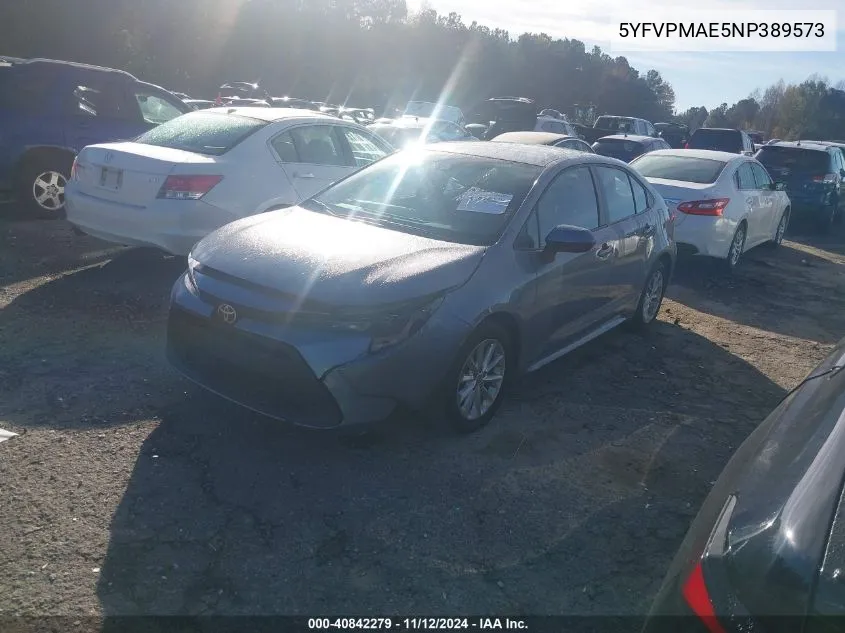 2022 Toyota Corolla Le VIN: 5YFVPMAE5NP389573 Lot: 40842279