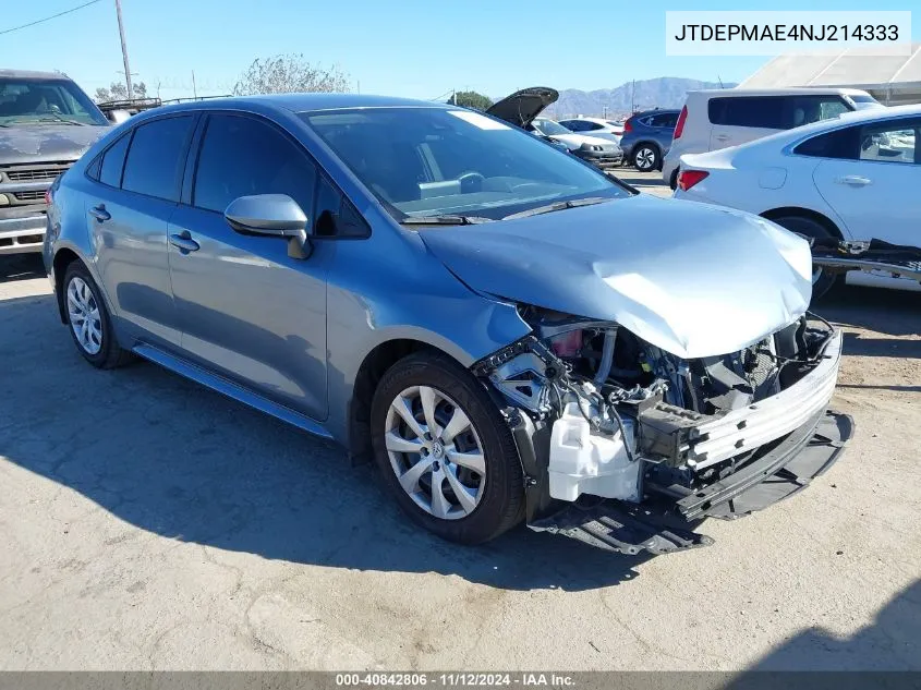 2022 Toyota Corolla Le VIN: JTDEPMAE4NJ214333 Lot: 40842806