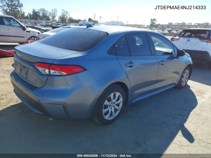 2022 Toyota Corolla Le VIN: JTDEPMAE4NJ214333 Lot: 40842806