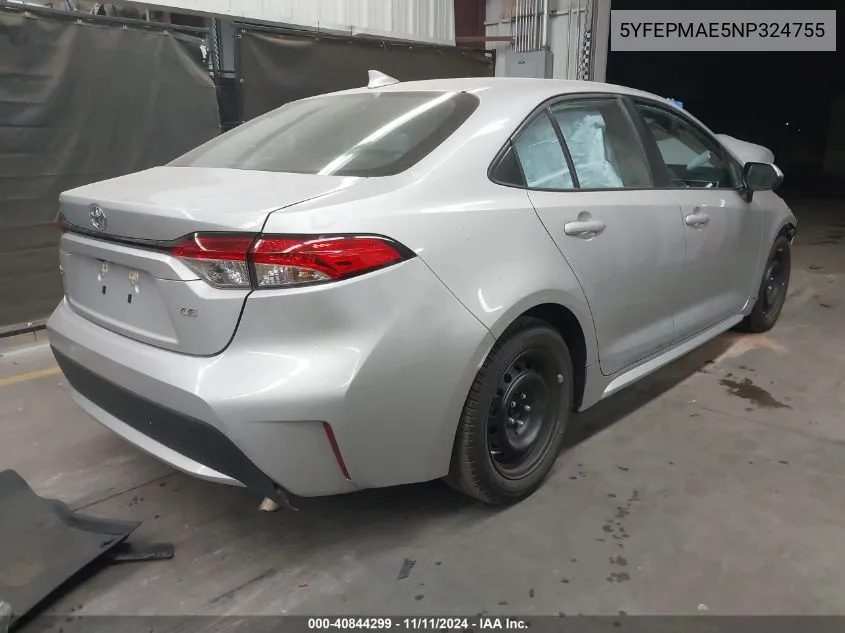 2022 Toyota Corolla Le VIN: 5YFEPMAE5NP324755 Lot: 40844299