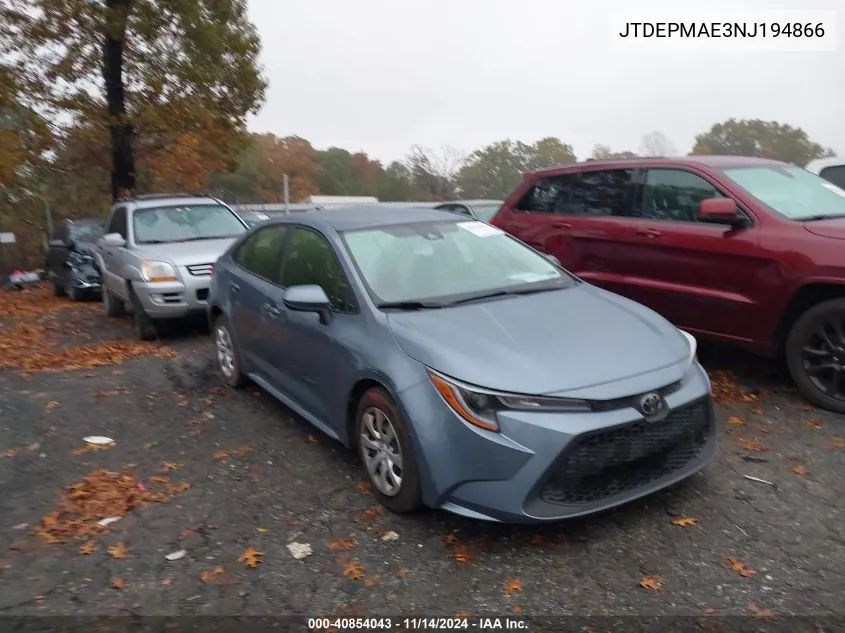 2022 Toyota Corolla Le VIN: JTDEPMAE3NJ194866 Lot: 40854043