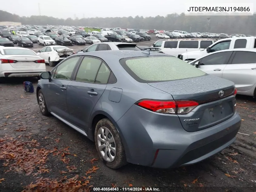 2022 Toyota Corolla Le VIN: JTDEPMAE3NJ194866 Lot: 40854043