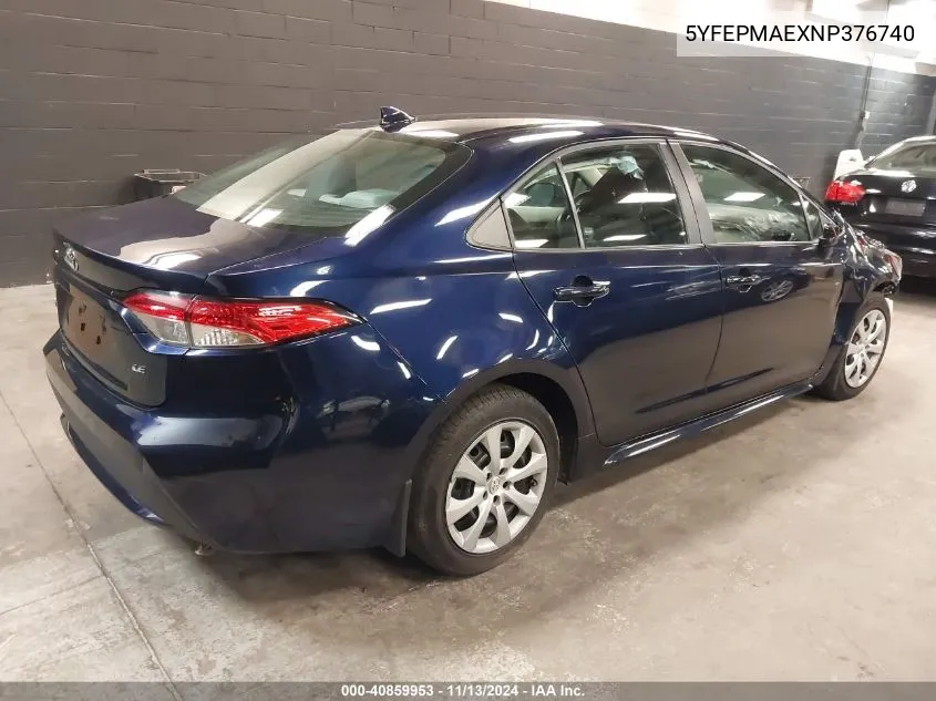 2022 Toyota Corolla Le VIN: 5YFEPMAEXNP376740 Lot: 40859953