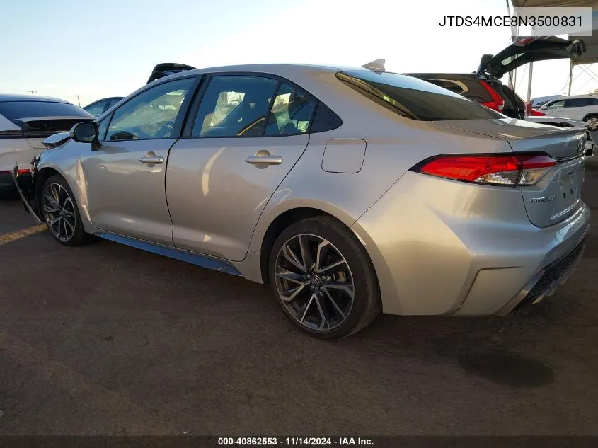 2022 Toyota Corolla Se VIN: JTDS4MCE8N3500831 Lot: 40862553