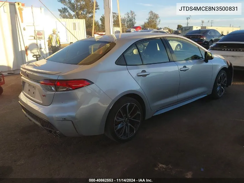 2022 Toyota Corolla Se VIN: JTDS4MCE8N3500831 Lot: 40862553