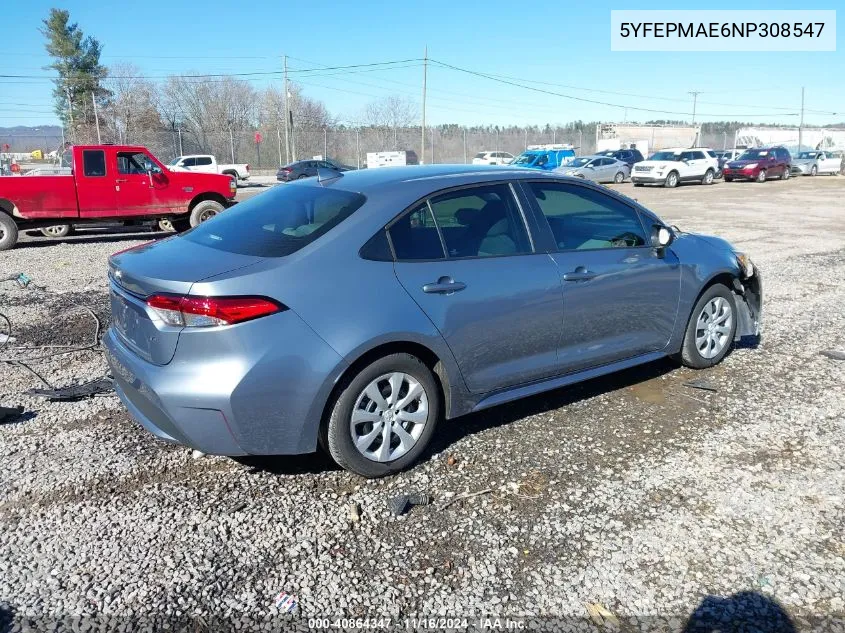 2022 Toyota Corolla Le VIN: 5YFEPMAE6NP308547 Lot: 40864347