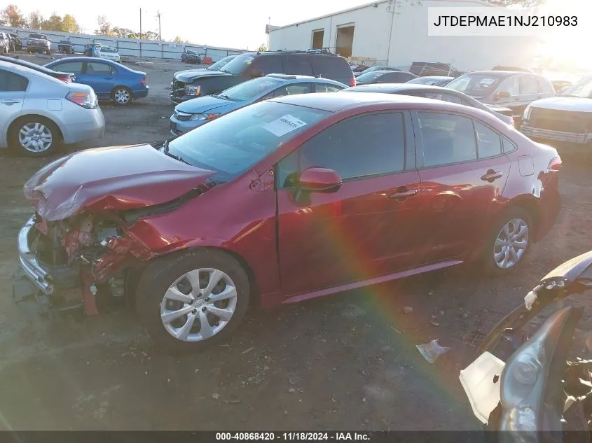 2022 Toyota Corolla Le VIN: JTDEPMAE1NJ210983 Lot: 40868420