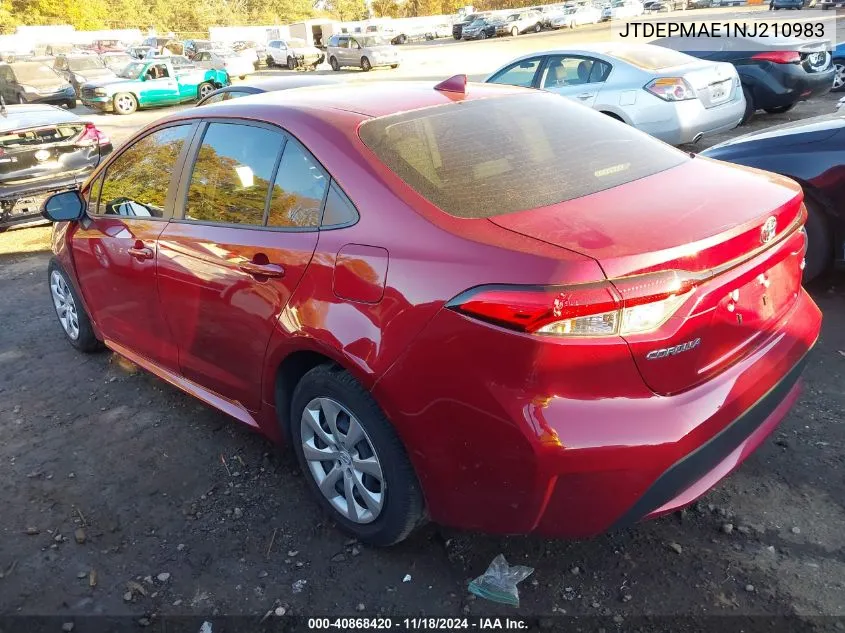 2022 Toyota Corolla Le VIN: JTDEPMAE1NJ210983 Lot: 40868420