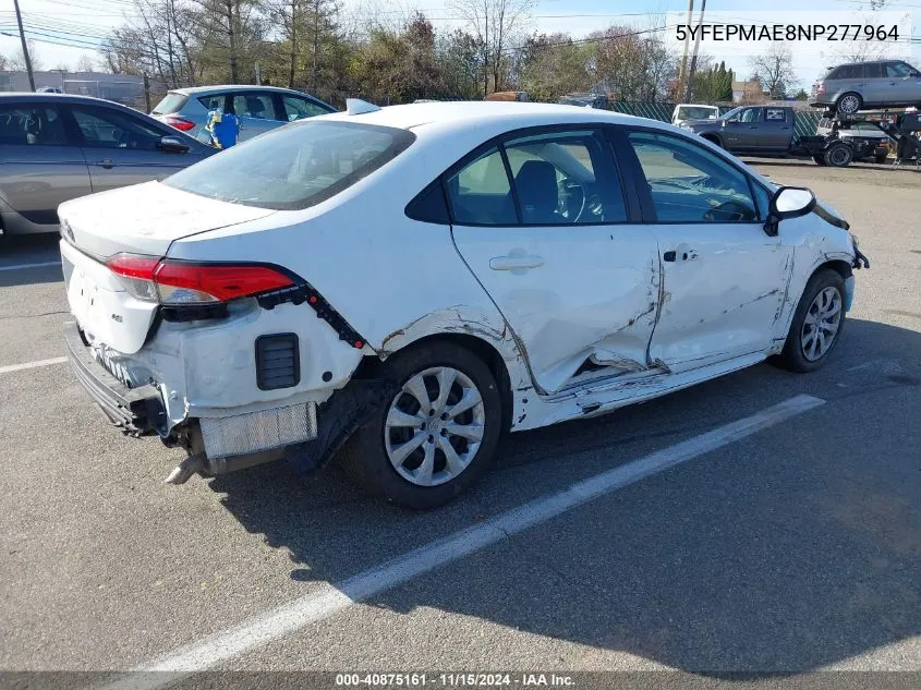 2022 Toyota Corolla Le VIN: 5YFEPMAE8NP277964 Lot: 40875161