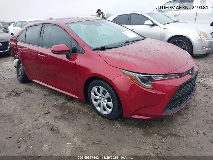 2022 Toyota Corolla Le VIN: JTDEPMAEXNJ219181 Lot: 40877442