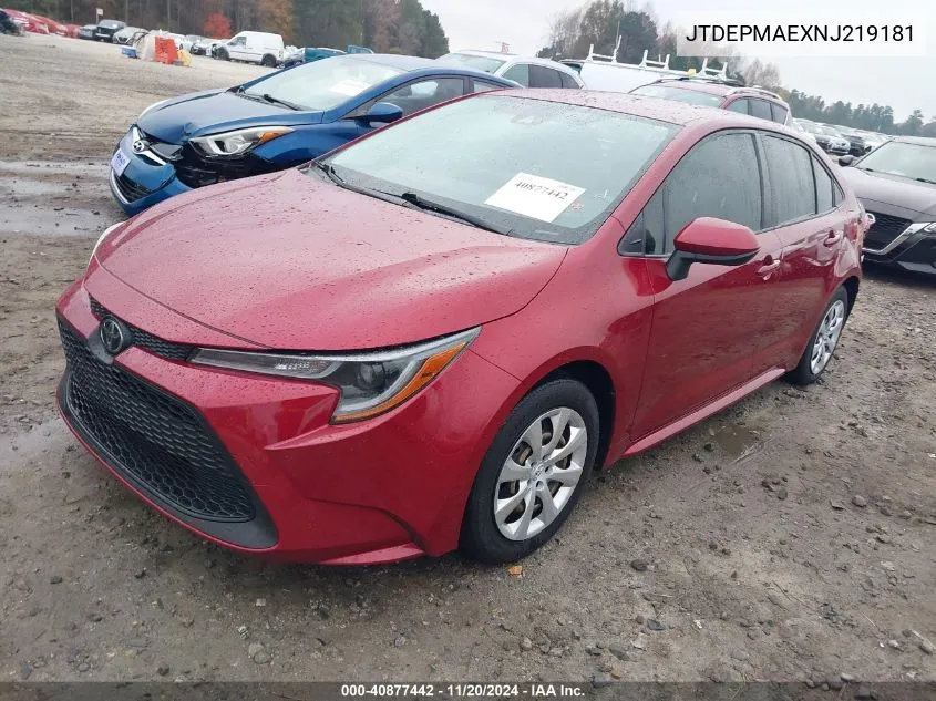 2022 Toyota Corolla Le VIN: JTDEPMAEXNJ219181 Lot: 40877442