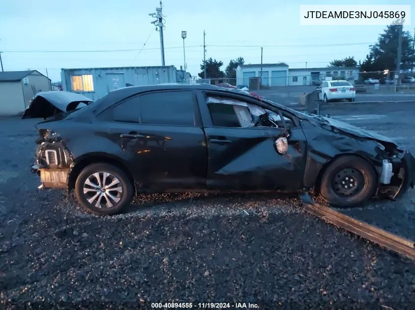 2022 Toyota Corolla Hybrid Le VIN: JTDEAMDE3NJ045869 Lot: 40894555