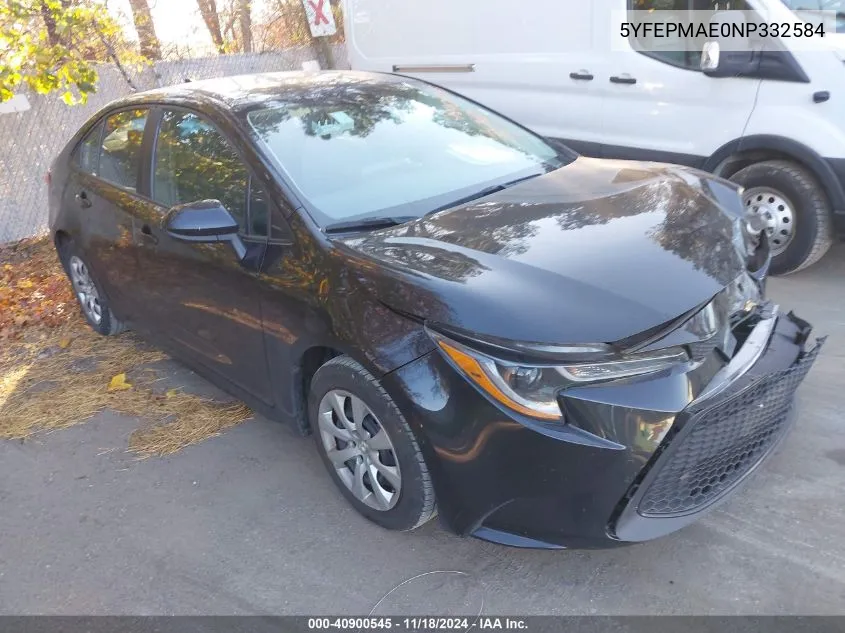 2022 Toyota Corolla Le VIN: 5YFEPMAE0NP332584 Lot: 40900545