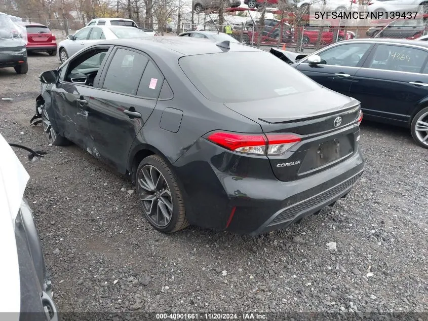 2022 Toyota Corolla Se VIN: 5YFS4MCE7NP139437 Lot: 40901661