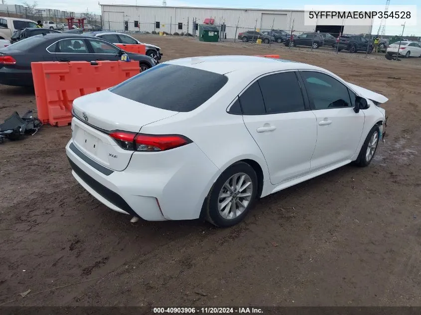 2022 Toyota Corolla Xle VIN: 5YFFPMAE6NP354528 Lot: 40903906