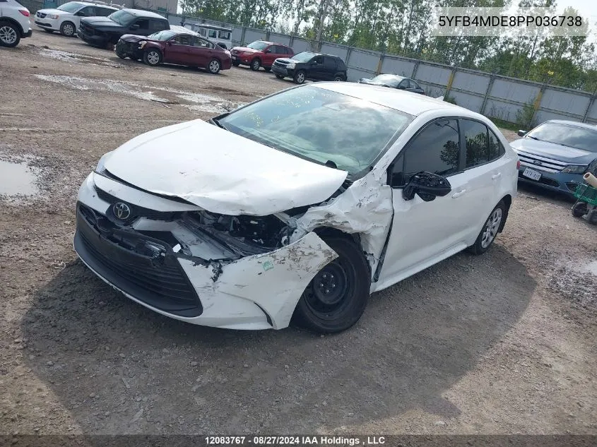 2023 Toyota Corolla Le VIN: 5YFB4MDE8PP036738 Lot: 12083767