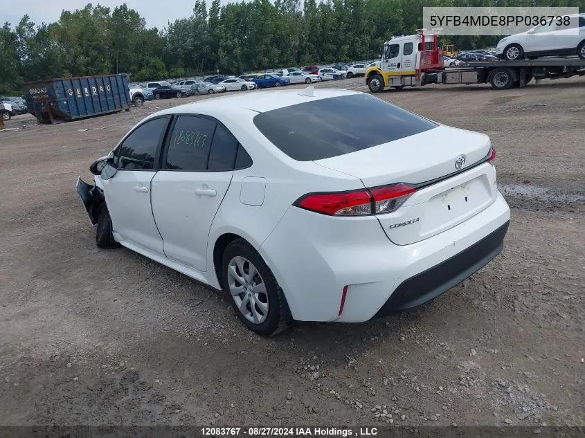 2023 Toyota Corolla Le VIN: 5YFB4MDE8PP036738 Lot: 12083767