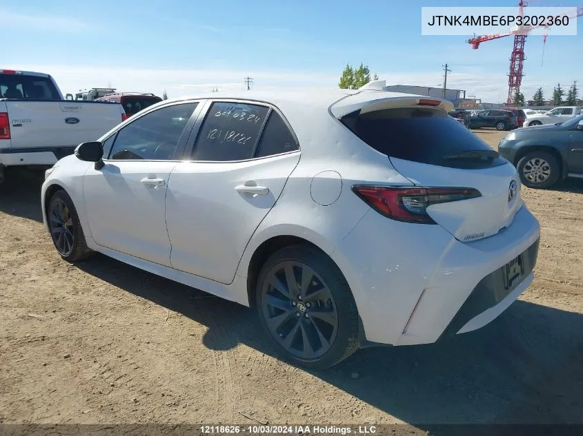 2023 Toyota Corolla Se VIN: JTNK4MBE6P3202360 Lot: 12118626