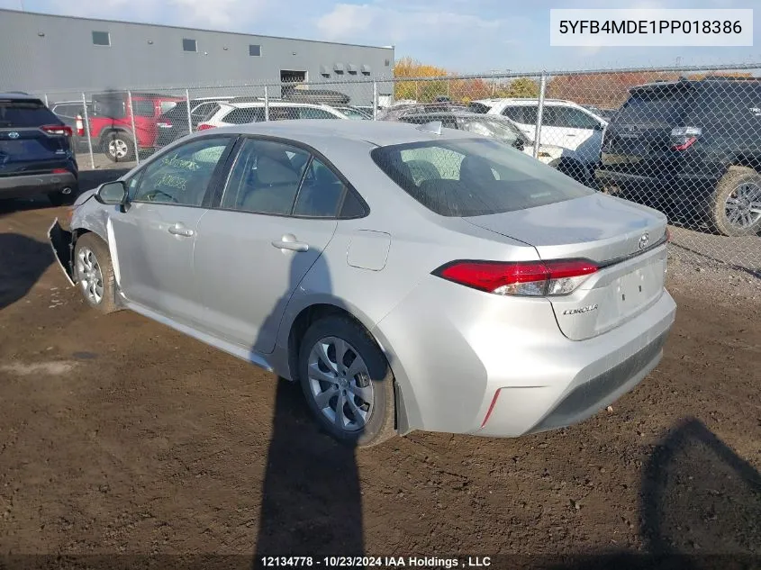 2023 Toyota Corolla Le VIN: 5YFB4MDE1PP018386 Lot: 12134778