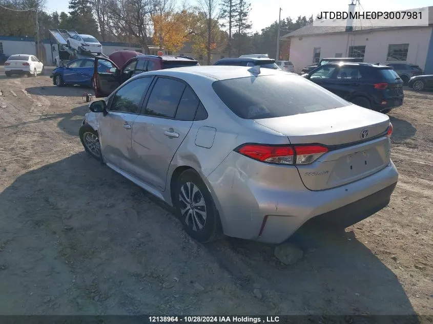 2023 Toyota Corolla Hybrid VIN: JTDBDMHE0P3007981 Lot: 12138964