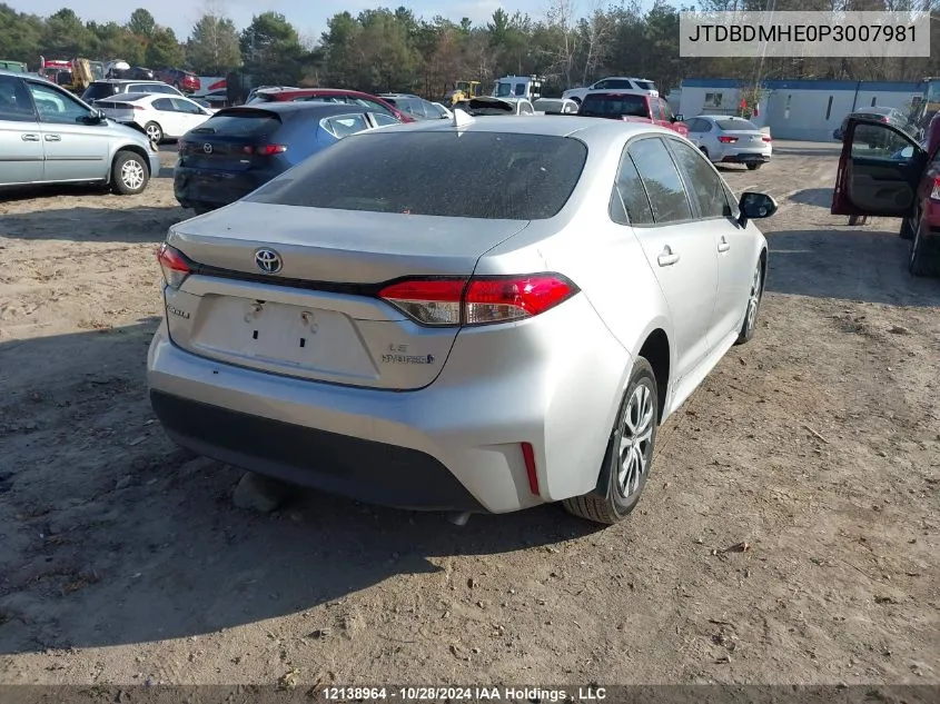 2023 Toyota Corolla Hybrid VIN: JTDBDMHE0P3007981 Lot: 12138964