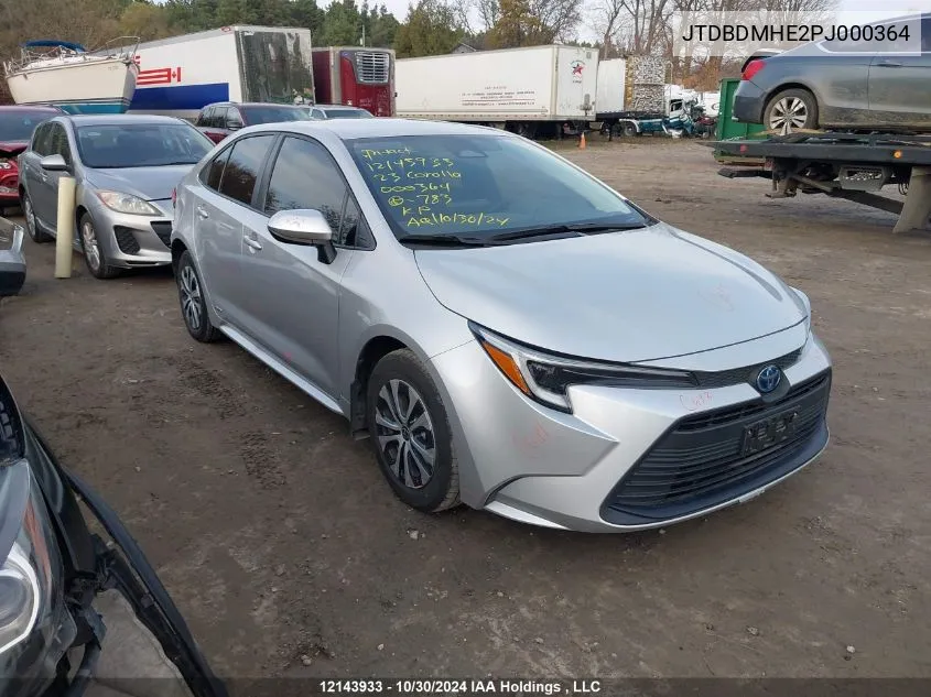 2023 Toyota Corolla Hybrid VIN: JTDBDMHE2PJ000364 Lot: 12143933