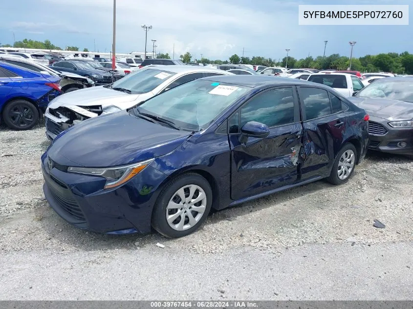 2023 Toyota Corolla Le VIN: 5YFB4MDE5PP072760 Lot: 39767454