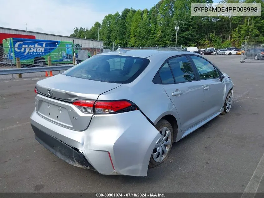 2023 Toyota Corolla Le VIN: 5YFB4MDE4PP008998 Lot: 39901074