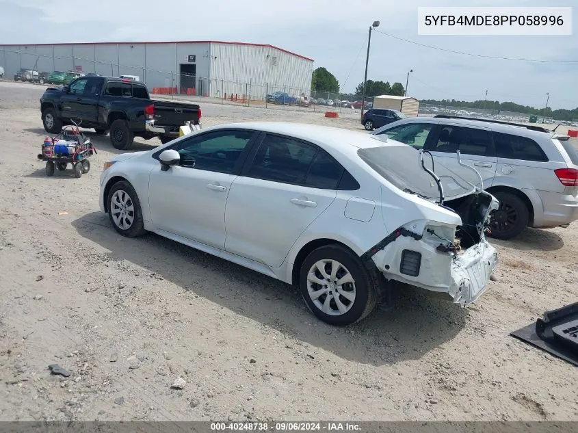 2023 Toyota Corolla Le VIN: 5YFB4MDE8PP058996 Lot: 40248738