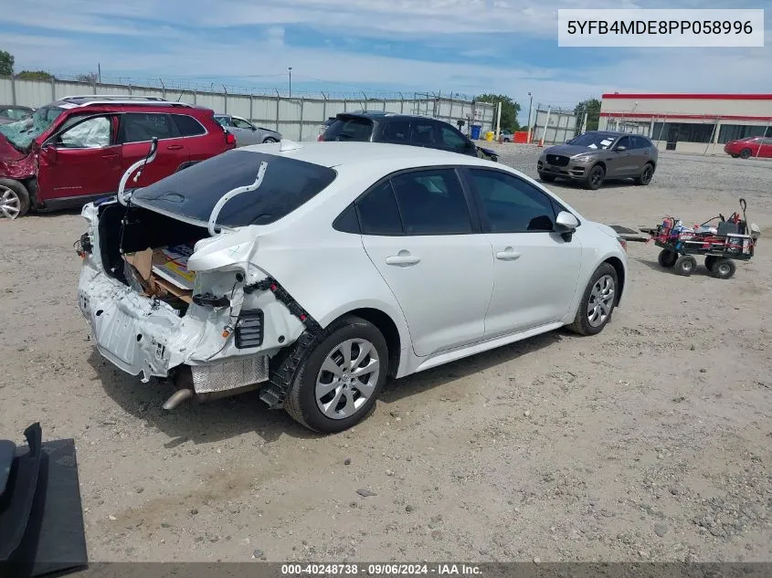 2023 Toyota Corolla Le VIN: 5YFB4MDE8PP058996 Lot: 40248738