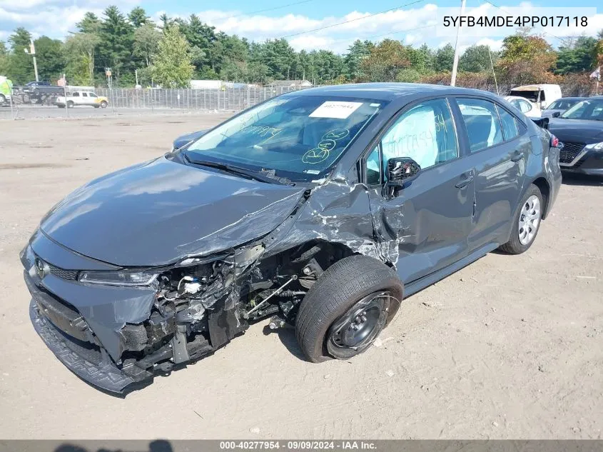 2023 Toyota Corolla Le VIN: 5YFB4MDE4PP017118 Lot: 40277954