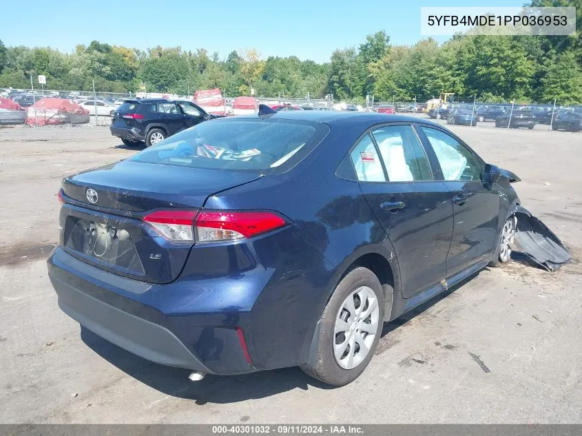 2023 Toyota Corolla Le VIN: 5YFB4MDE1PP036953 Lot: 40301032