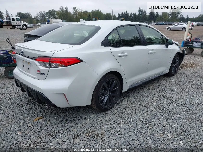 2023 Toyota Corolla Hybrid Se VIN: JTDBCMFE5PJ003233 Lot: 40345762