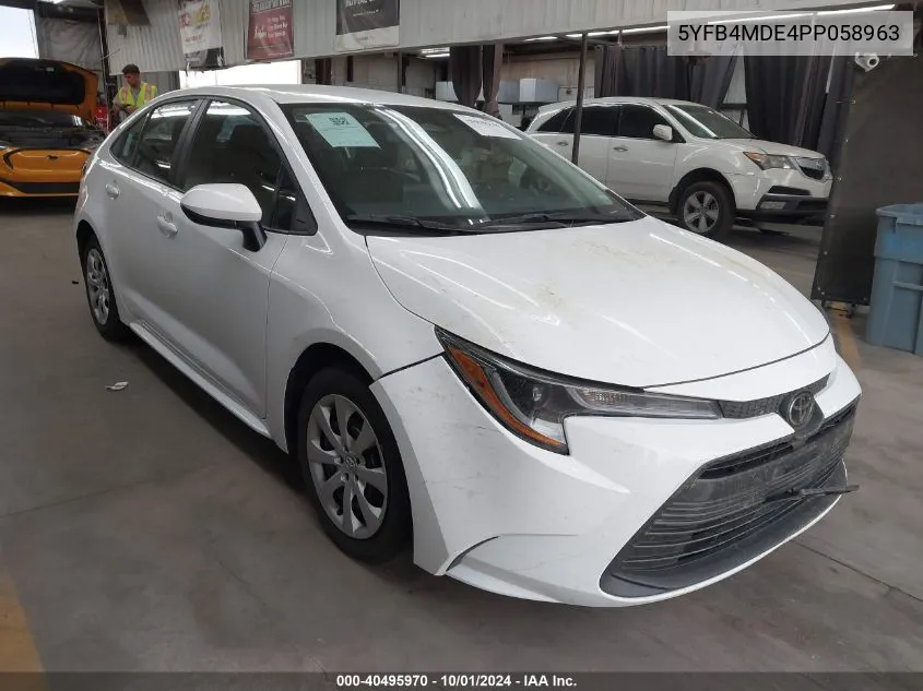 2023 Toyota Corolla Le VIN: 5YFB4MDE4PP058963 Lot: 40495970