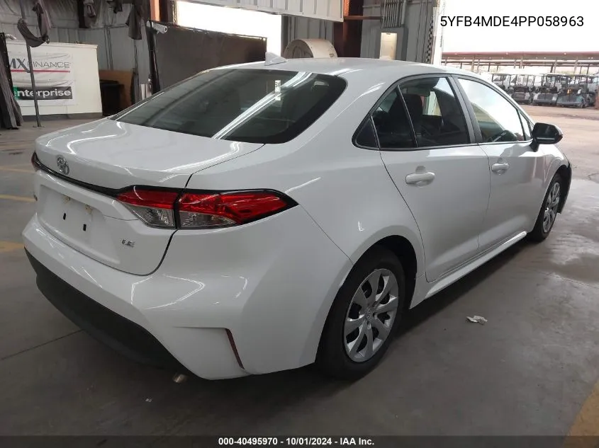 2023 Toyota Corolla Le VIN: 5YFB4MDE4PP058963 Lot: 40495970