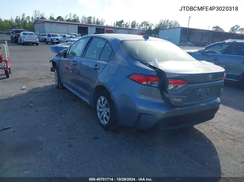 2023 Toyota Corolla Hybrid Le VIN: JTDBCMFE4P3020318 Lot: 40701714