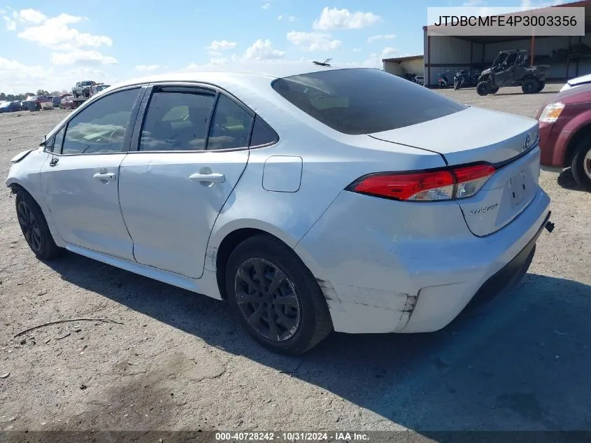 2023 Toyota Corolla Hybrid Le VIN: JTDBCMFE4P3003356 Lot: 40728242