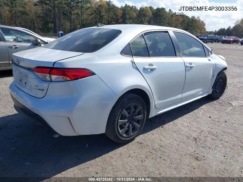 2023 Toyota Corolla Hybrid Le VIN: JTDBCMFE4P3003356 Lot: 40728242