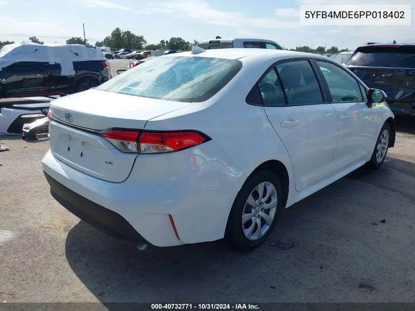 2023 Toyota Corolla Le VIN: 5YFB4MDE6PP018402 Lot: 40732771