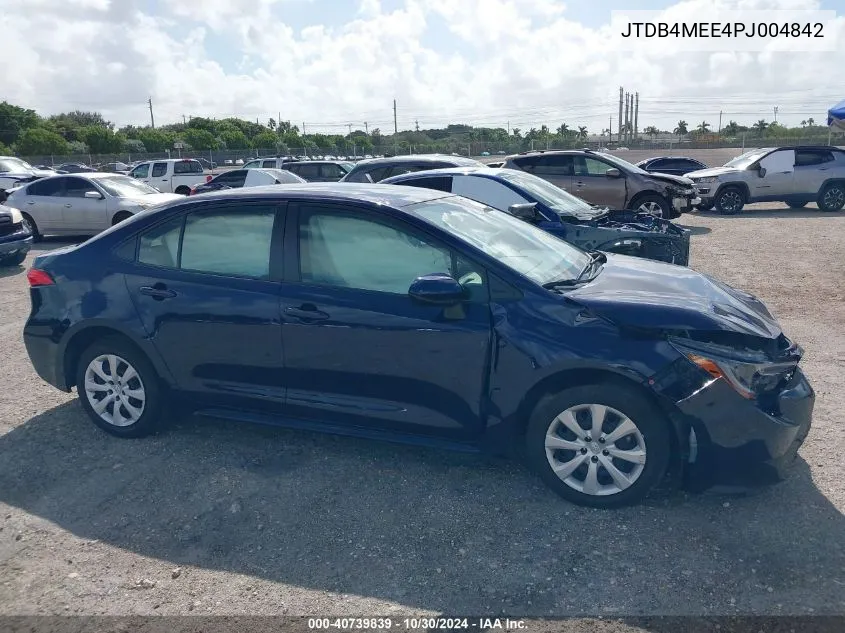 2023 Toyota Corolla Le VIN: JTDB4MEE4PJ004842 Lot: 40739839