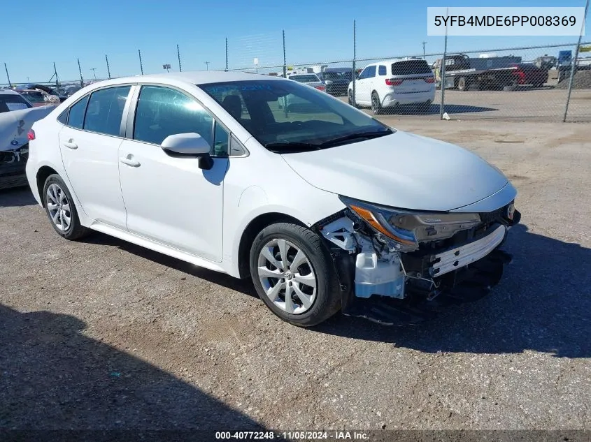 2023 Toyota Corolla Le VIN: 5YFB4MDE6PP008369 Lot: 40772248