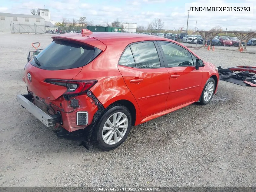 2023 Toyota Corolla Se VIN: JTND4MBEXP3195793 Lot: 40776425