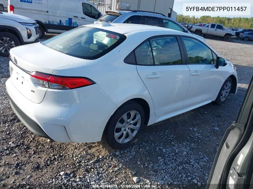 2023 Toyota Corolla Le VIN: 5YFB4MDE7PP011457 Lot: 40786879