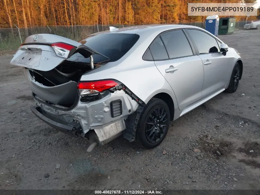 2023 Toyota Corolla Le VIN: 5YFB4MDE4PP019189 Lot: 40827678