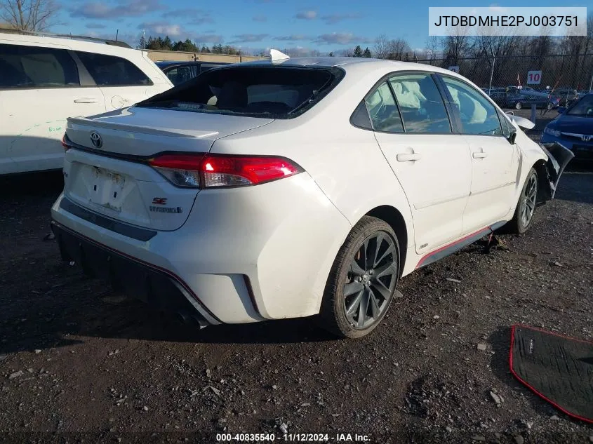 2023 Toyota Corolla Hybrid Se Infrared VIN: JTDBDMHE2PJ003751 Lot: 40835540