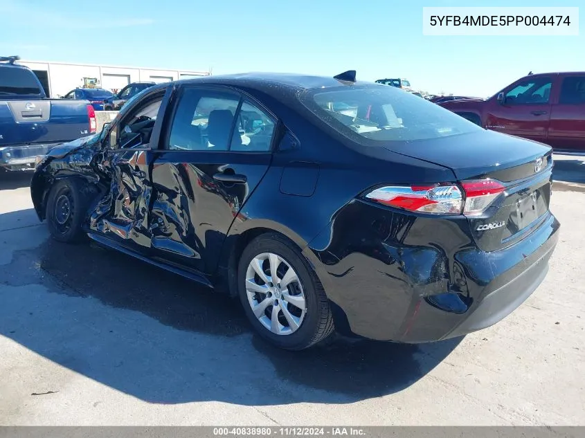 2023 Toyota Corolla Le VIN: 5YFB4MDE5PP004474 Lot: 40838980