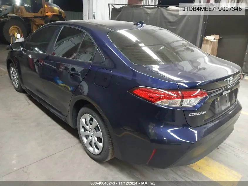 2023 Toyota Corolla Le VIN: JTDB4MEE7PJ007346 Lot: 40843243