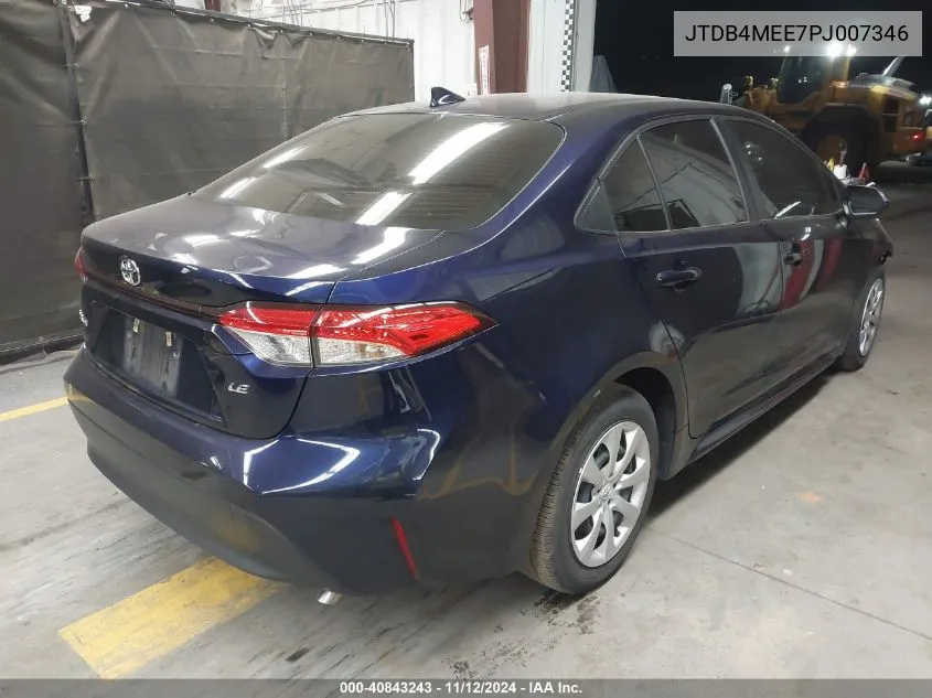 2023 Toyota Corolla Le VIN: JTDB4MEE7PJ007346 Lot: 40843243