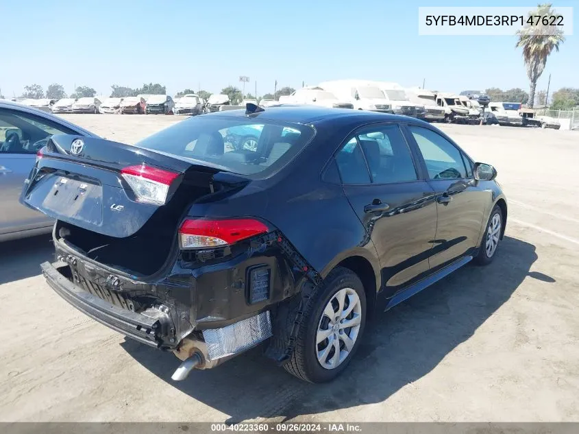 2024 Toyota Corolla Le VIN: 5YFB4MDE3RP147622 Lot: 40223360